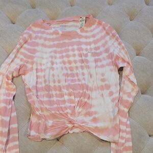 Victoria's Secret Pink and White Tie-Dye Long Sleeve Tee